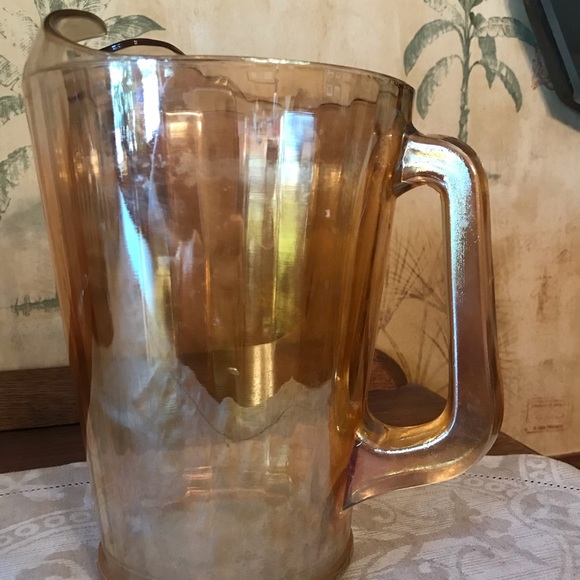 VINTAGE CARNIVAL GLASS IRIDESCENT PITCHER - Picture 9 of 14